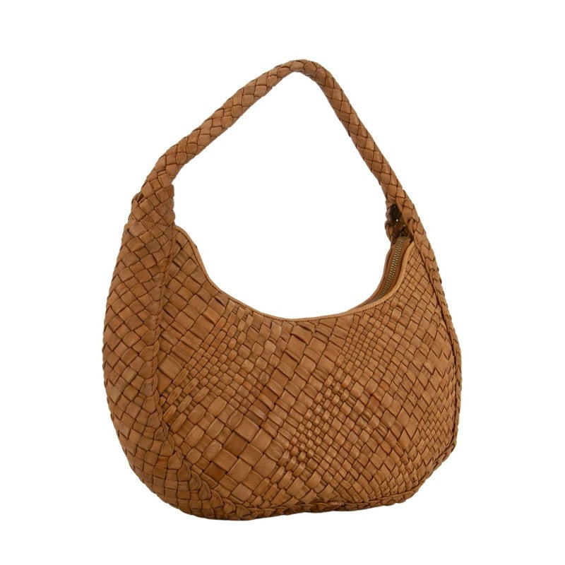 Woven leather bag Visonà ESMERALDA 20301 Cognac