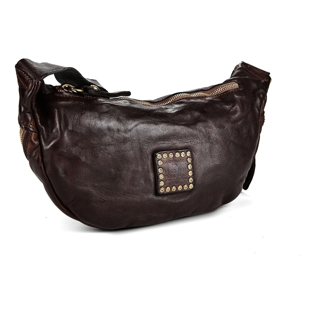 Borsa marsupio in pelle con borchie Campomaggi C036430ND-X0007 Testa di moro