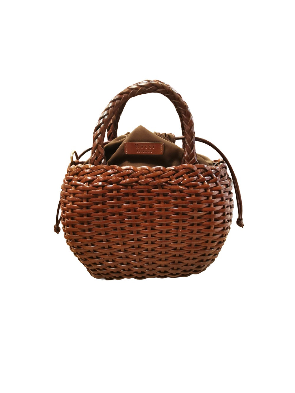 Borsa media con doppi manici in pelle intrecciata Bruno Rossi T3 Caffè