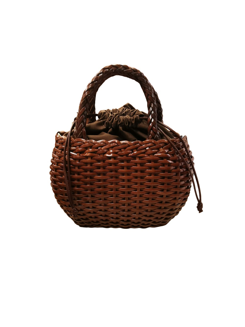 Borsa media con doppi manici in pelle intrecciata Bruno Rossi T3 Caffè