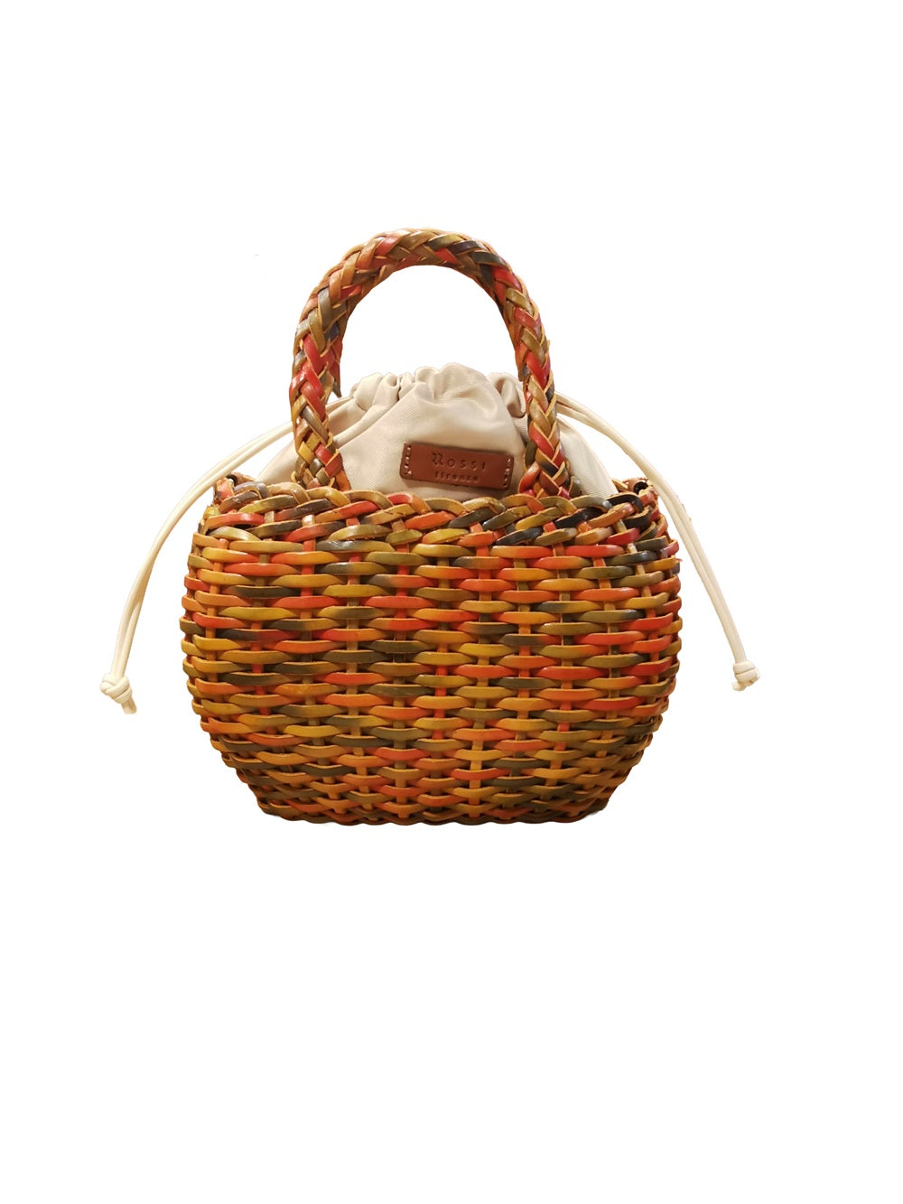 Borsa media con doppi manici in pelle intrecciata Bruno Rossi T3 Multicolor