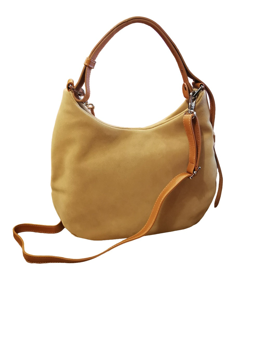 Borsa media in pelle scamosciata Bruno Rossi C248/P Biscotto