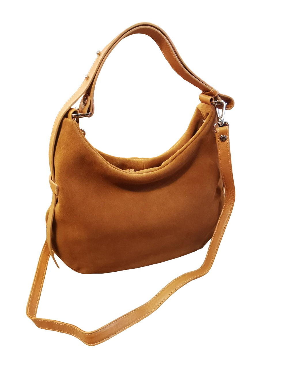 Borsa media in pelle scamosciata Bruno Rossi C248/P Cuoio