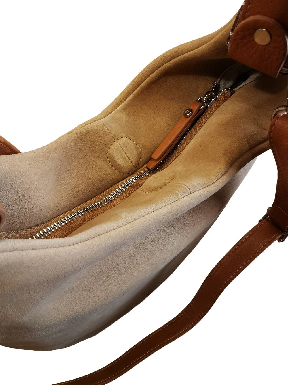 Borsa media in pelle scamosciata Bruno Rossi C248/P Biscotto - Pelletteria Allegrini