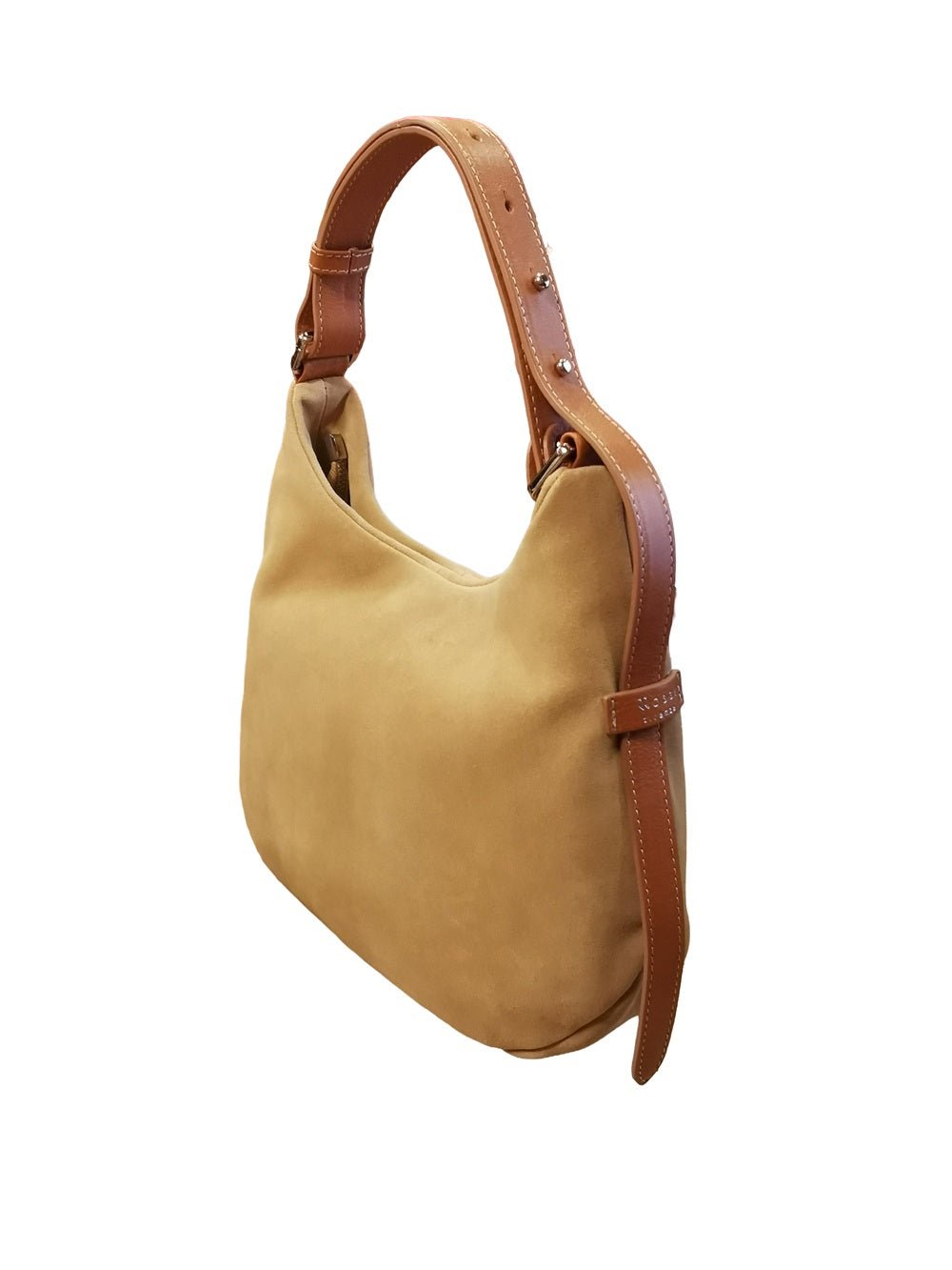 Borsa media in pelle scamosciata Bruno Rossi C248/P Biscotto - Pelletteria Allegrini