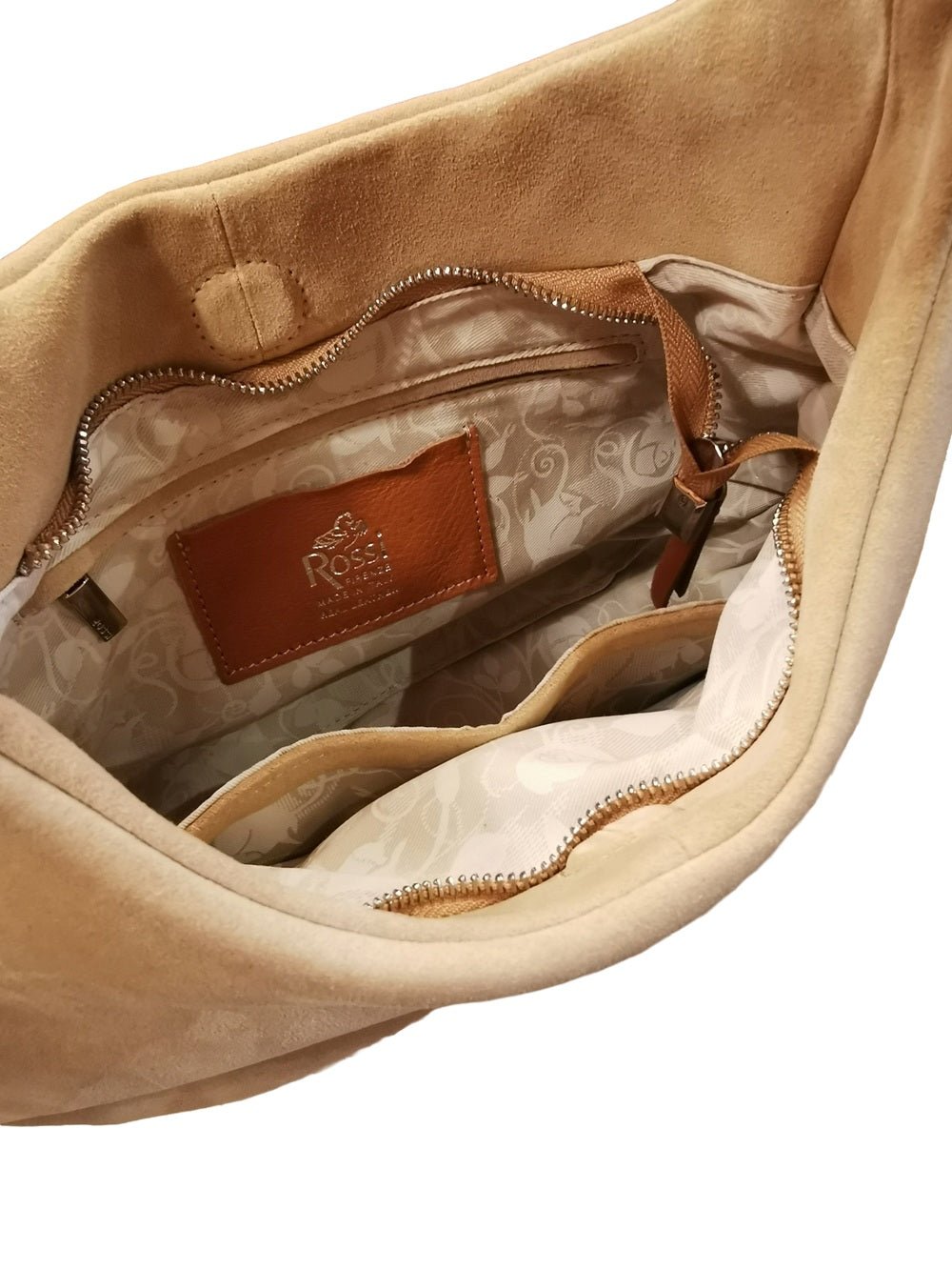 Borsa media in pelle scamosciata Bruno Rossi C248/P Biscotto - Pelletteria Allegrini