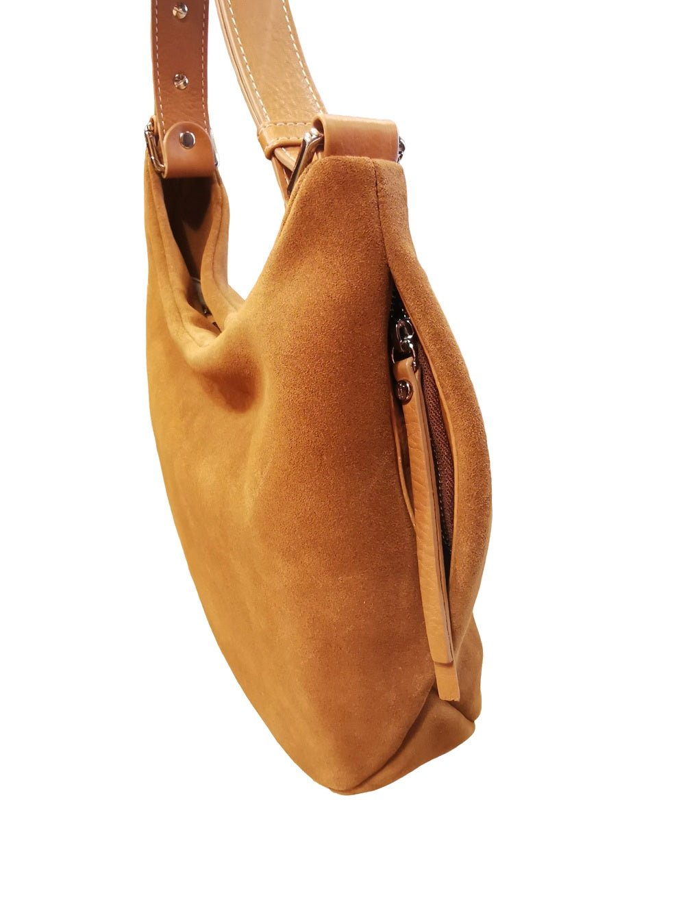 Borsa media in pelle scamosciata Bruno Rossi C248/P Cuoio - Pelletteria Allegrini