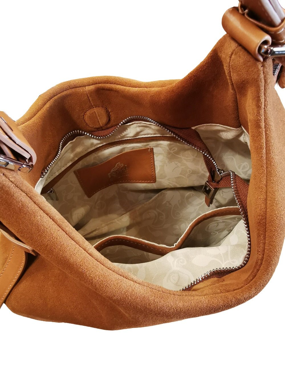 Borsa media in pelle scamosciata Bruno Rossi C248/P Cuoio - Pelletteria Allegrini