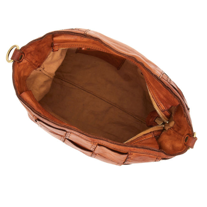 Woven leather shoulder bag Edera Campomaggi C037210ND X2487 cognac