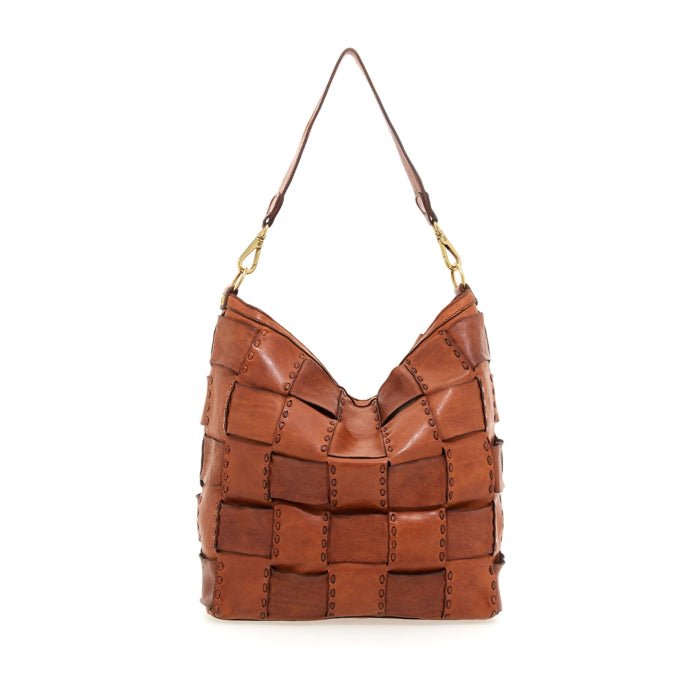 Borsa monospalla intrecciata in pelle Campomaggi C037210ND X2487 cognac - Pelletteria Allegrini