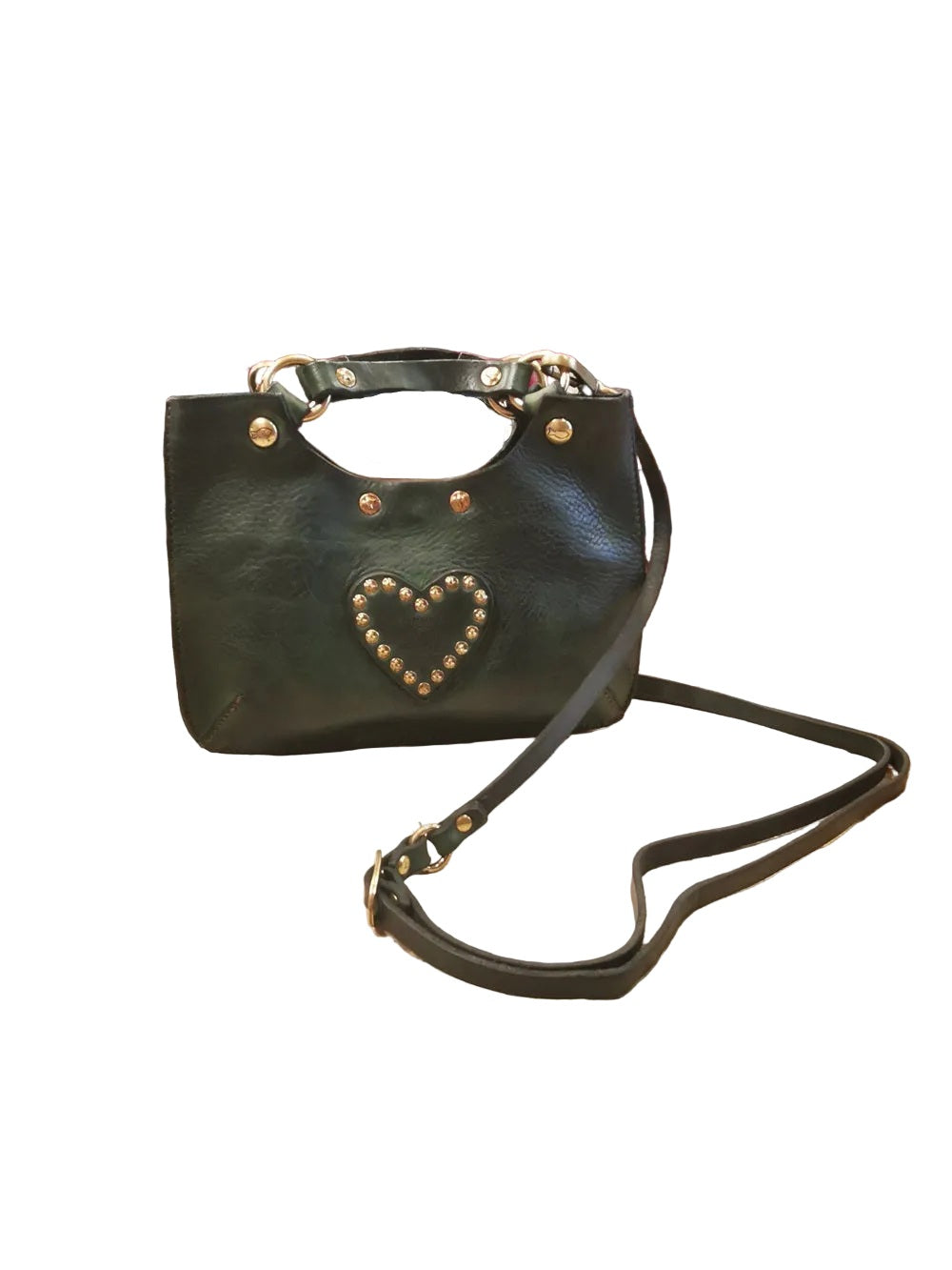 Borsa piccola a tracolla in pelle con cuore Campomaggi C034580ND-X3140 Bottiglia