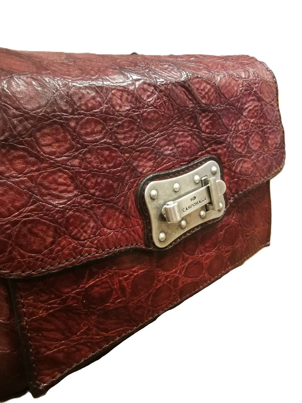 Small leather bag with crocodile print Campomaggi C016500ND-X3180 Grape