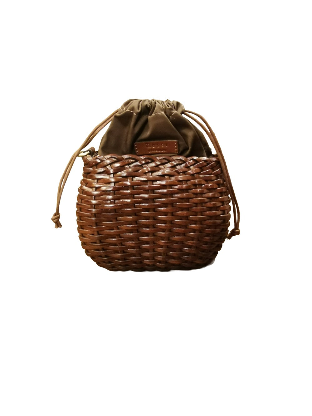 Borsa piccola in pelle intrecciata Bruno Rossi T1 Caffè