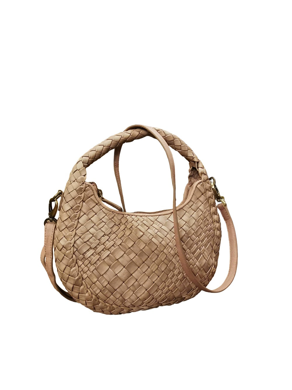 Small Woven Leather Bag Visonà ESMERALDA 20300 Mauve