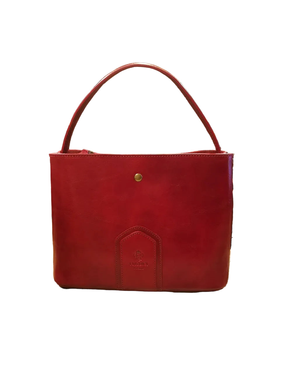 Borsa shopper in cuoio rigido, con manico fisso e tracolla staccabile e regolabile. Made in Italy