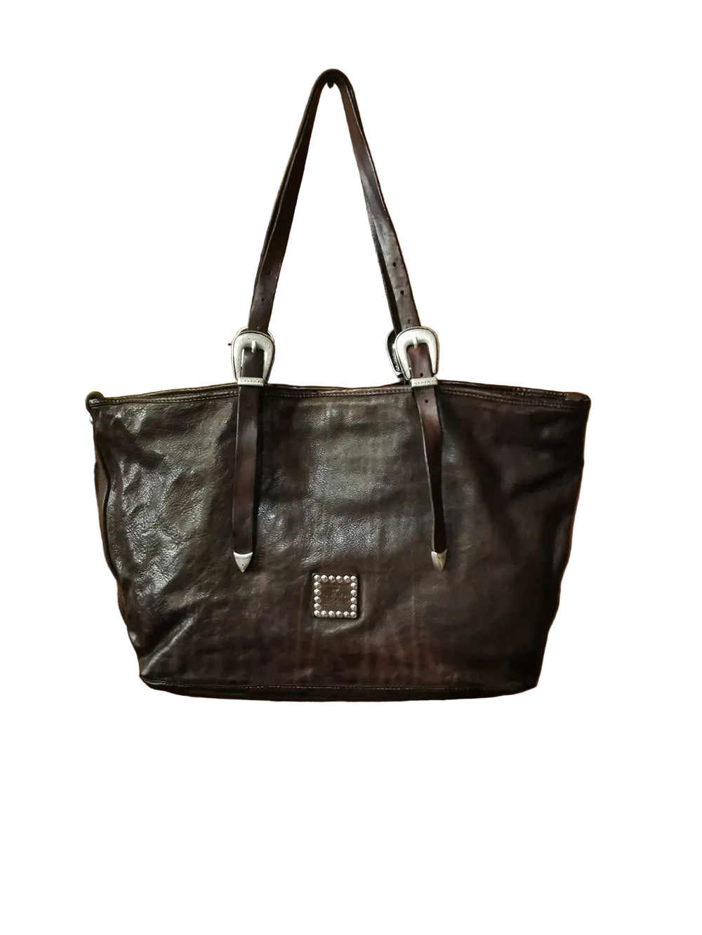 Campomaggi C022520ND-X2585 Shopper Bag in Leather and Hair-On Cowhide - Dark Brown