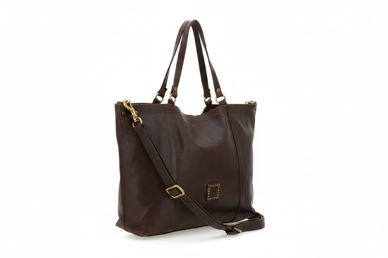 Leather Large Shopping Bag Campomaggi C017080ND-X0007 Dark Brown