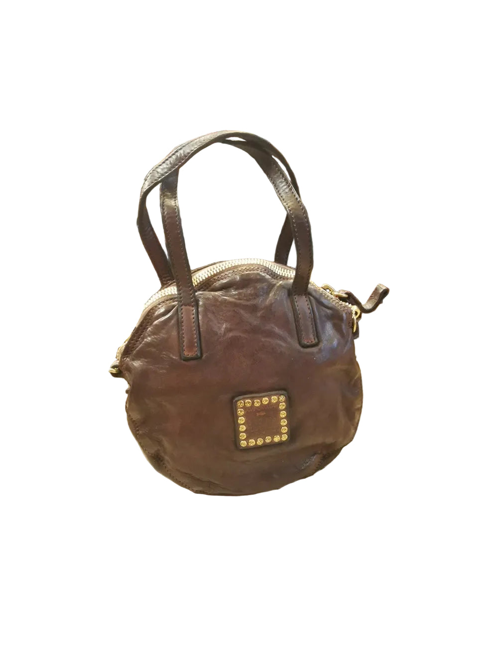 Borsa tonda con medaglie e borchie Campomaggi C016140ND-X3136 Testa di moro