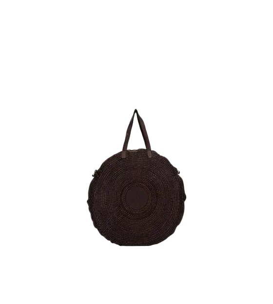 Borsa tonda intrecciata Campomaggi C015370ND X0431 Testa di moro - Pelletteria Allegrini