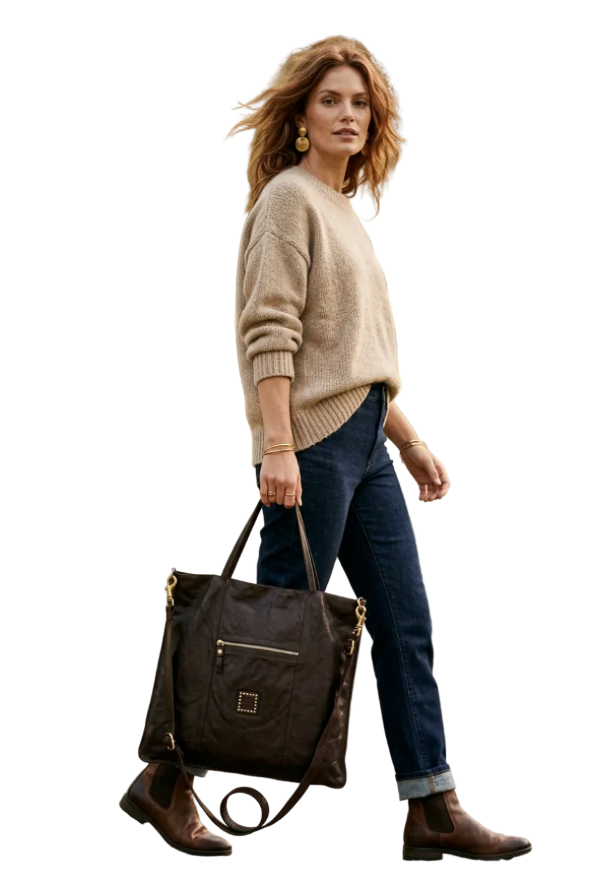EUGENIA FLAT ONE-SHOULDER BAG in Campomaggia leather C043650ND X0001 dark brown