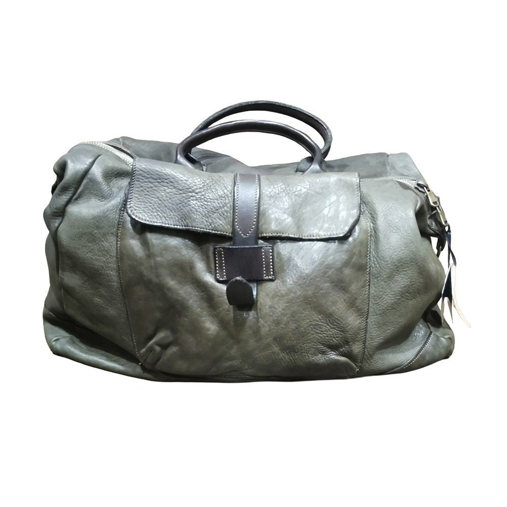 Borsone da viaggio in pelle Pelletteria Allegrini Filippo 1273 Verde Militare - Pelletteria Allegrini