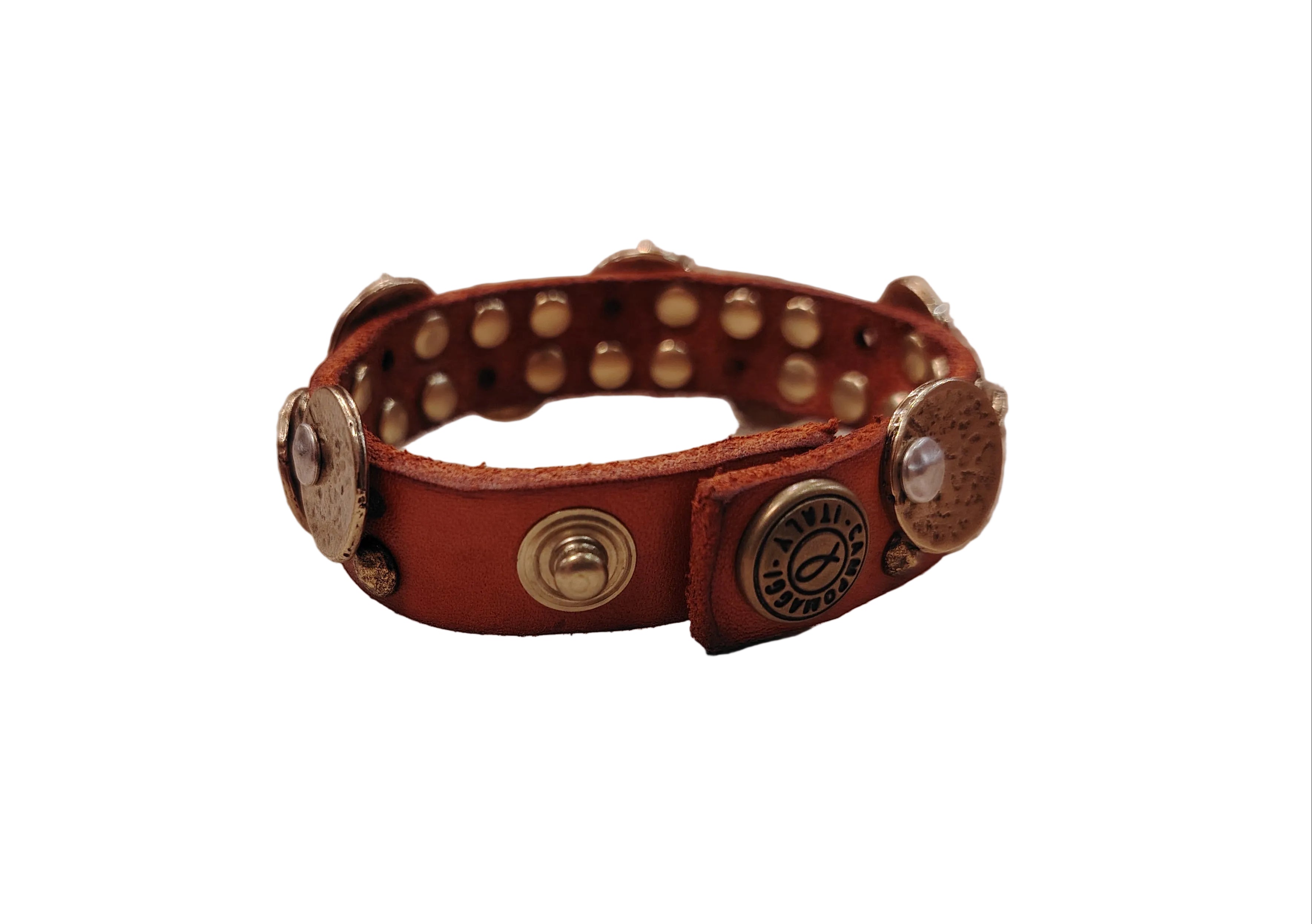 Bracciale in pelle con medaglie Campomaggi C024010ND X3010 Mattone