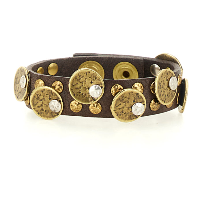 Bracciale in pelle con medaglie Campomaggi C024010ND X3010 Moro