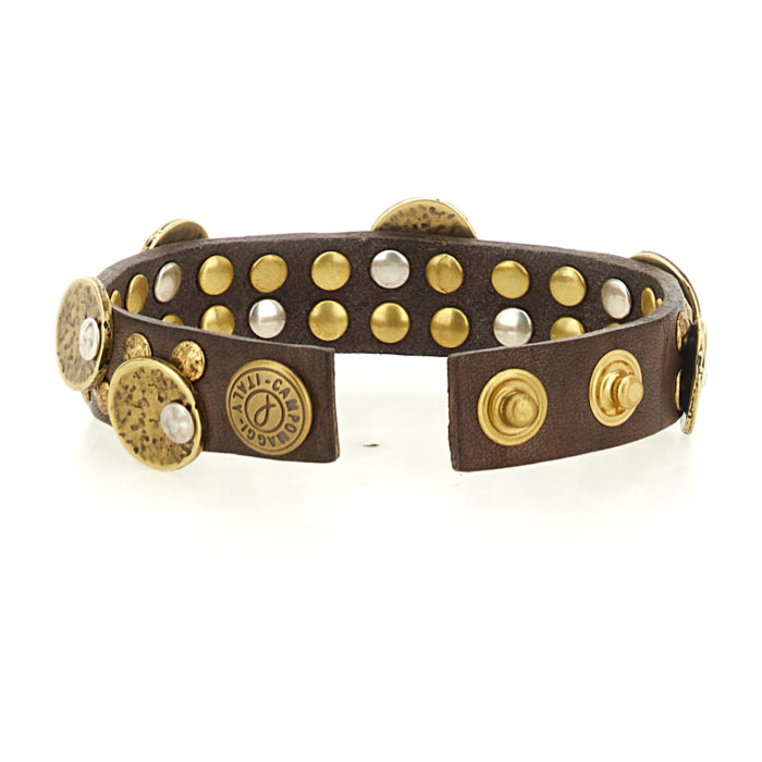 Bracciale in pelle con medaglie Campomaggi C024010ND X3010 Moro