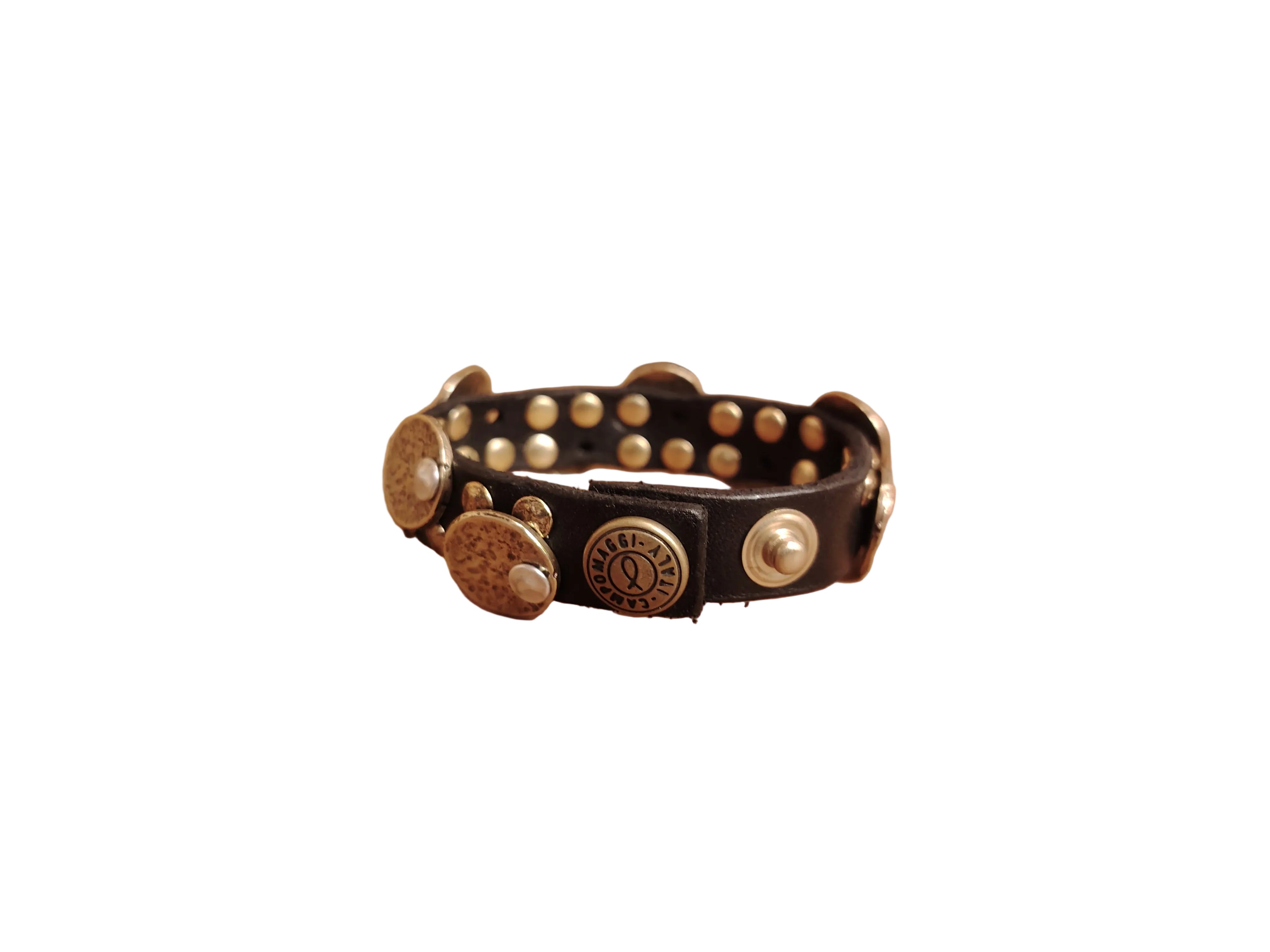 Bracciale in pelle con medaglie Campomaggi C024010ND X3010 Nero
