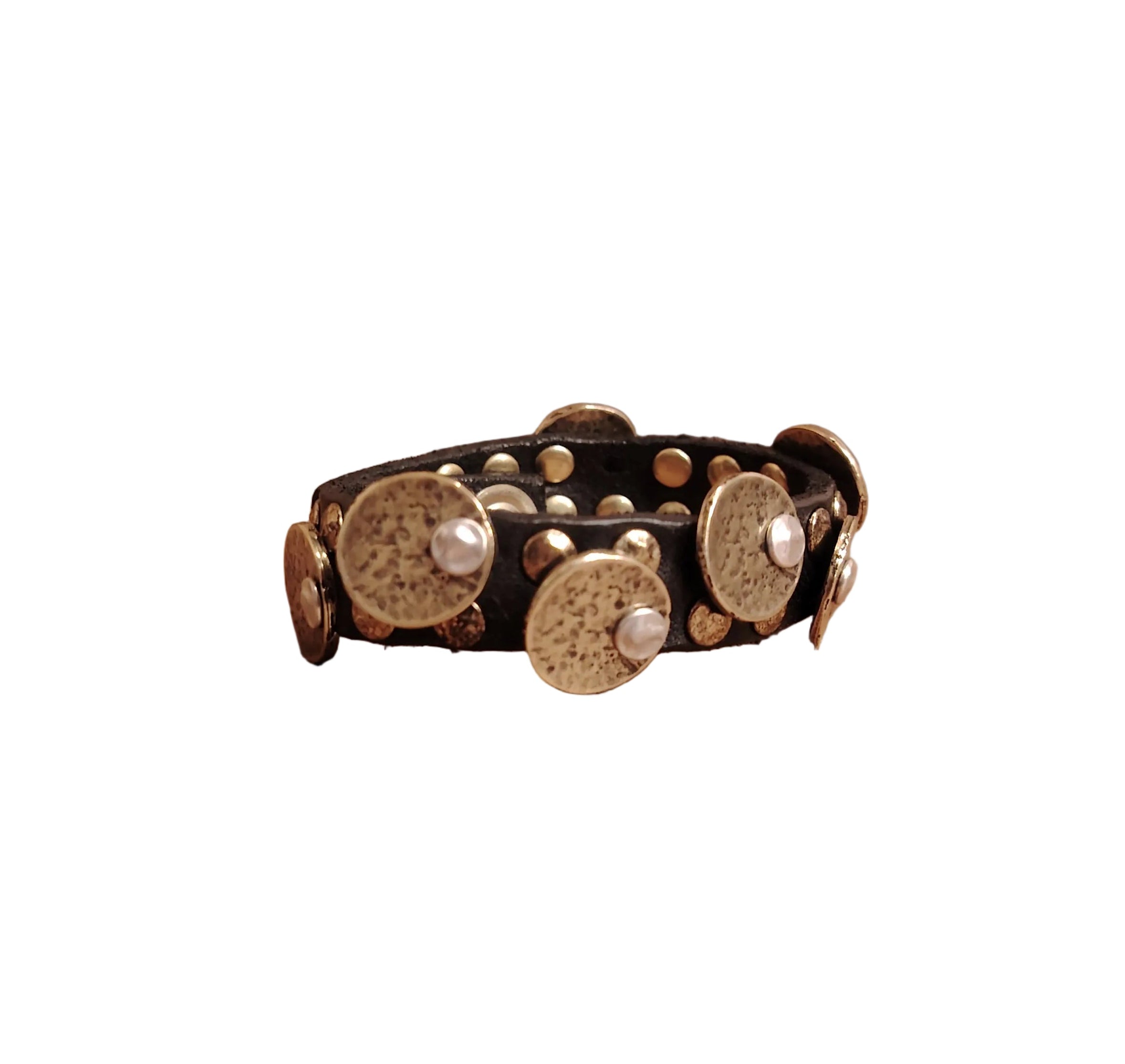 Bracciale in pelle con medaglie Campomaggi C024010ND X3010 Nero