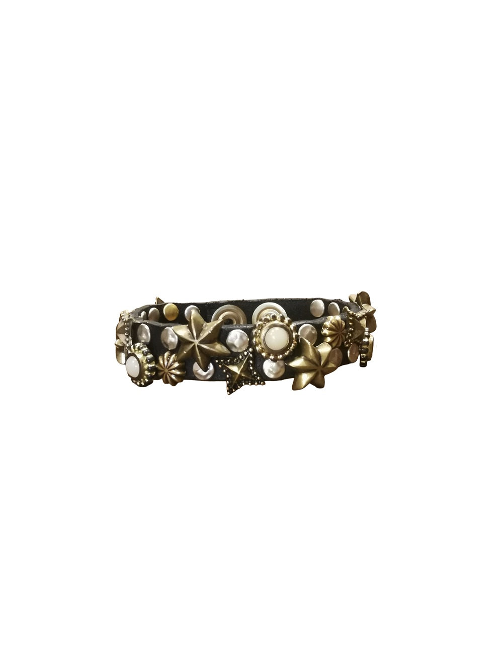 Bracciale in pelle con stelle Campomaggi C024010ND-X3159 Nero