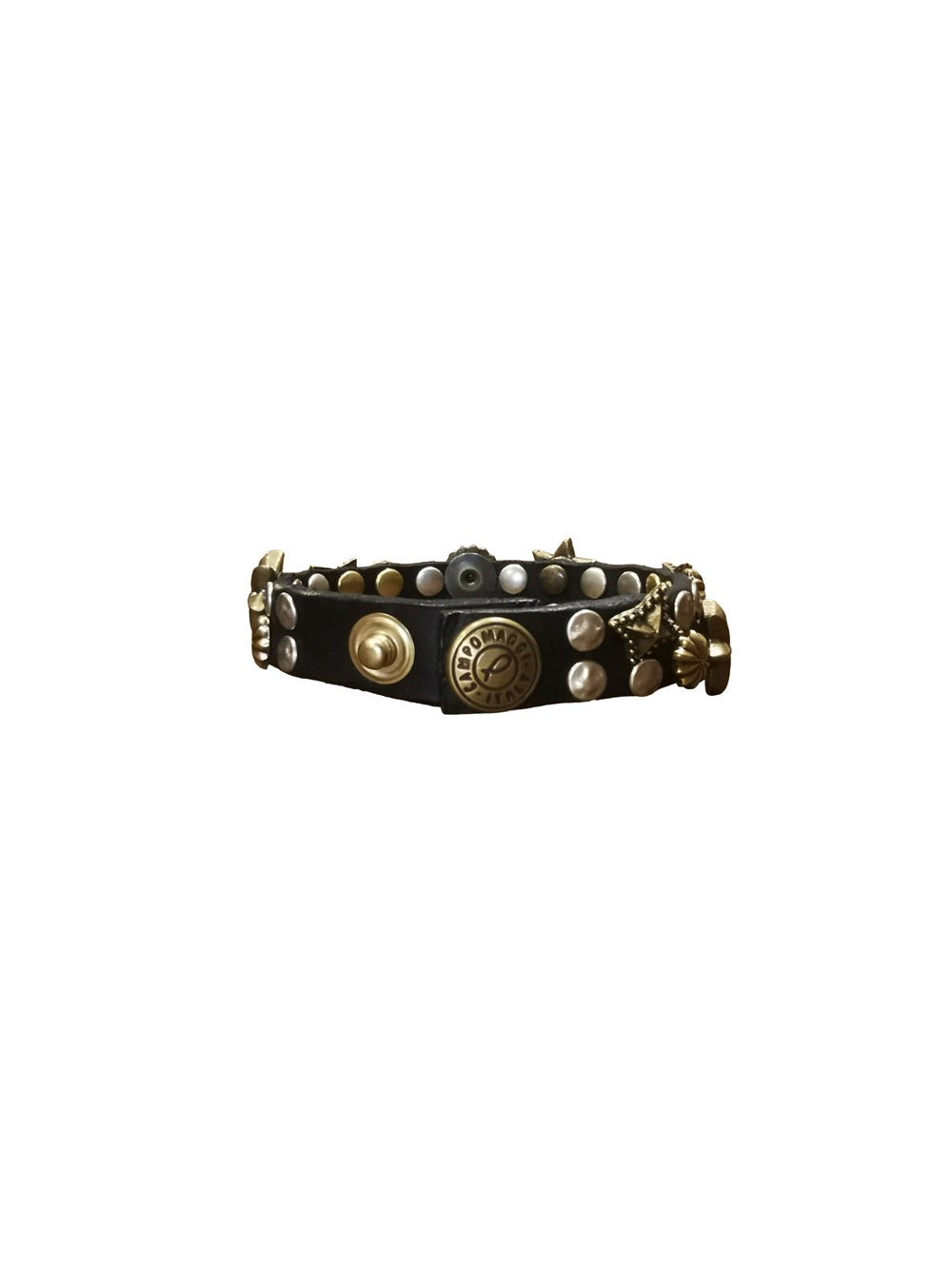 Bracciale in pelle con stelle Campomaggi C024010ND-X3159 Nero