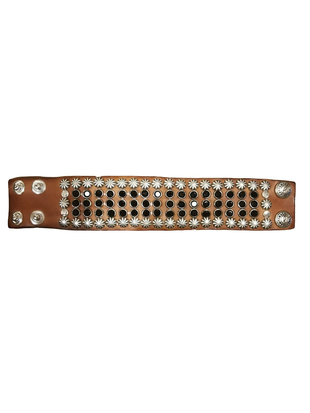 Leather bracelet with rhinestones and studs Campomaggi C002170ND-X3167 Cognac