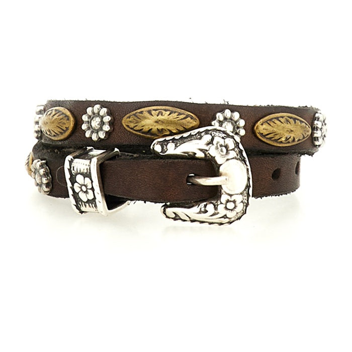 Bracciale in pelle doppio giro Campomaggi C002270ND X3014 Testa di moro