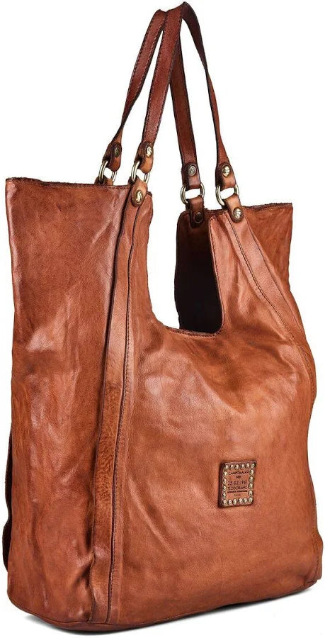 Campomaggi C000010ND X3136 cognac Camelia Shopping bag with medallions and studs