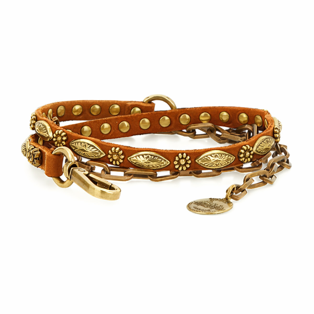 Catena con moschettone Siena in pelle Campomaggi  C043290ND X3055 cognac