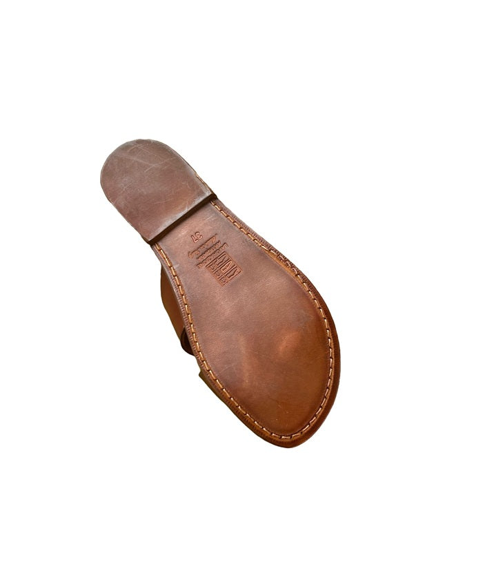 Ciabatta in cuoio con incrocio donna Pelletteria Allegrini Filippo 560D chianti