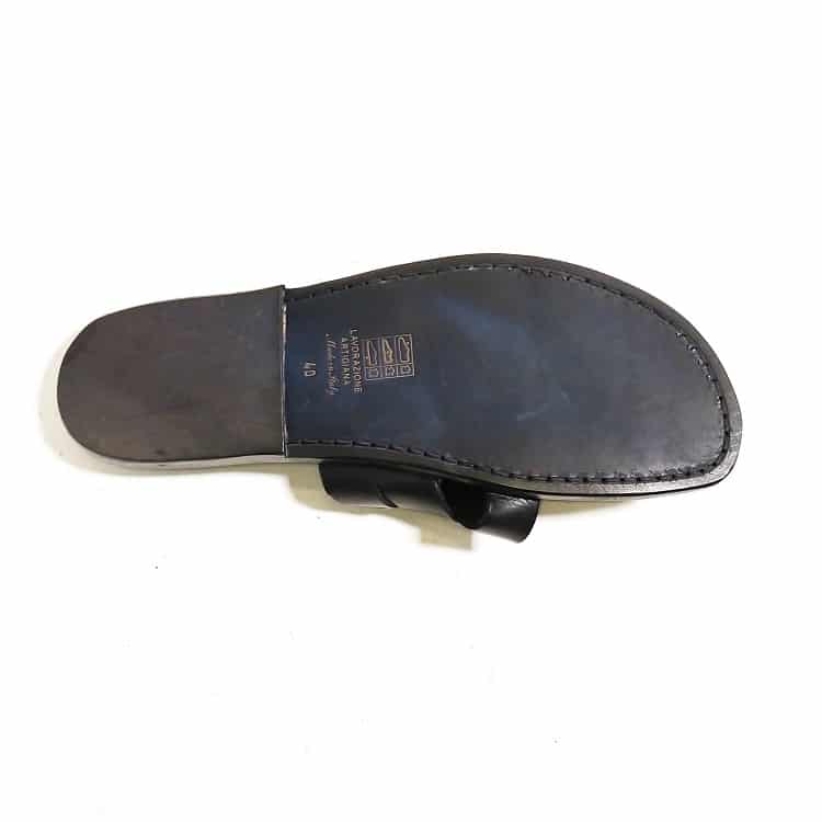 Ciabatta in cuoio con intreccio uomo Pelletteria Allegrini Filippo 562U Nero