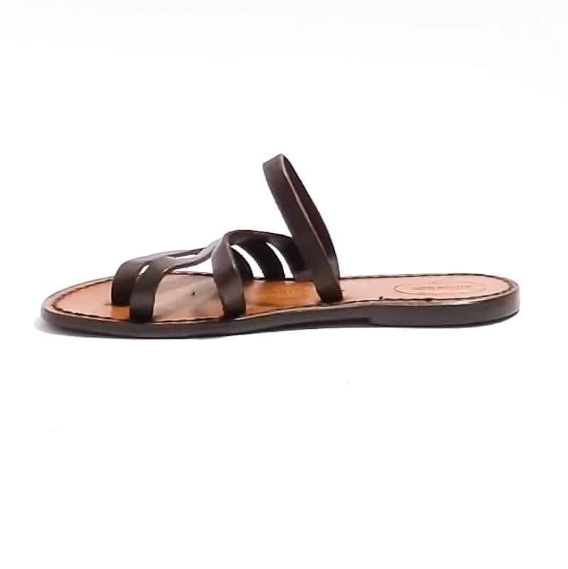 Ciabatta in cuoio infradito donna Pelletteria Allegrini Filippo 544D testa di moro