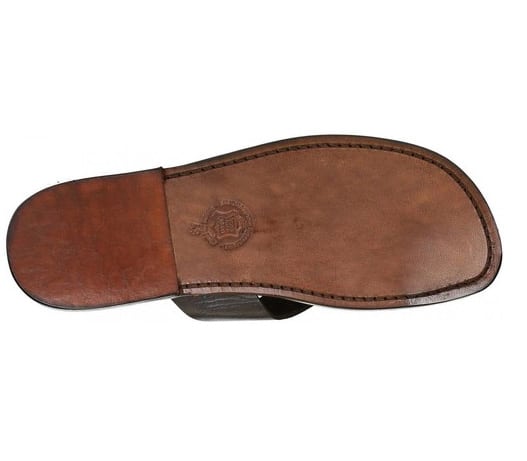 Ciabatta infradito in cuoio uomo Pelletteria Allegrini Filippo 521U testa di moro