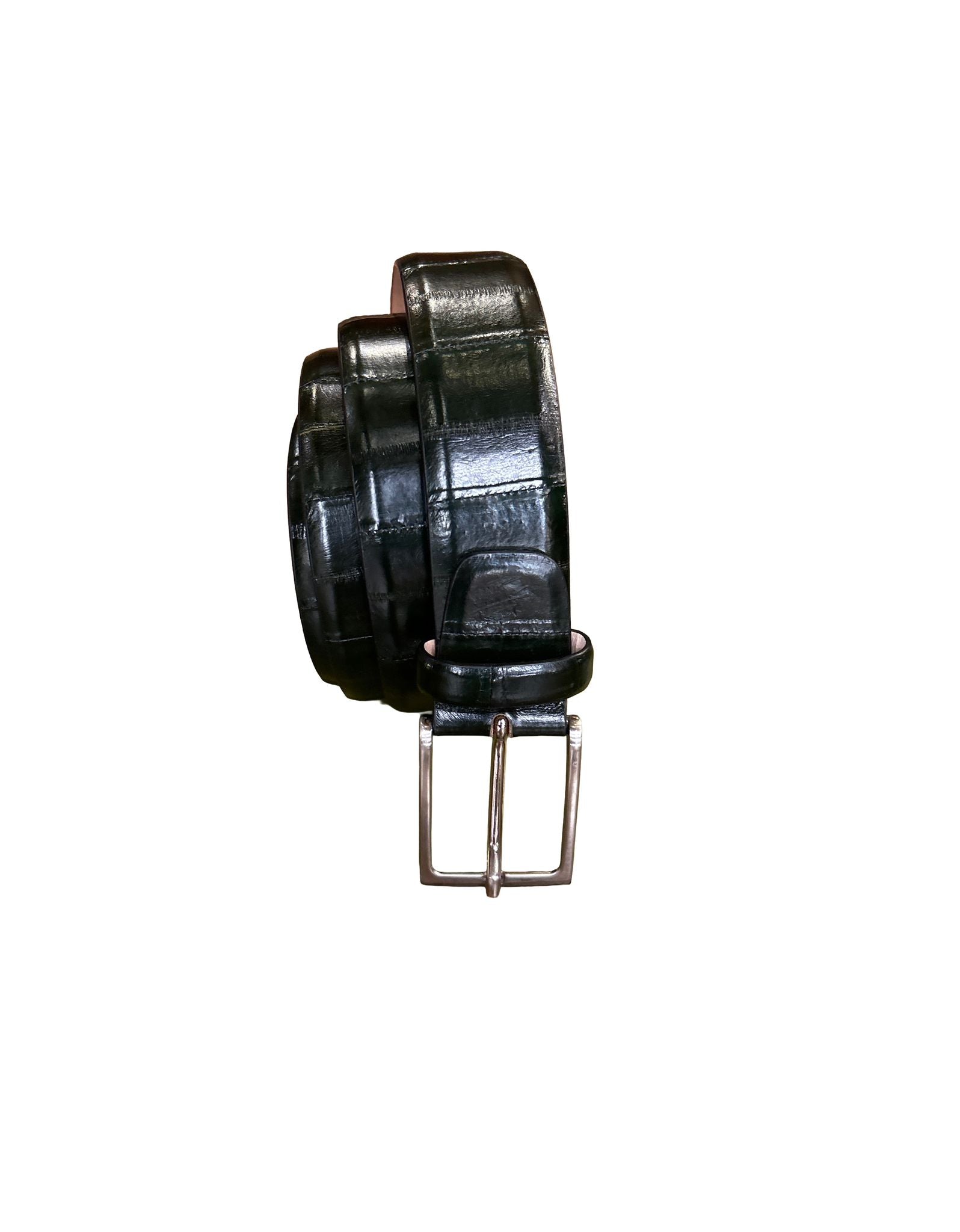 Cintura da uomo in pelle di anguilla Pelletteria Allegrini Filippo C102ANG verde