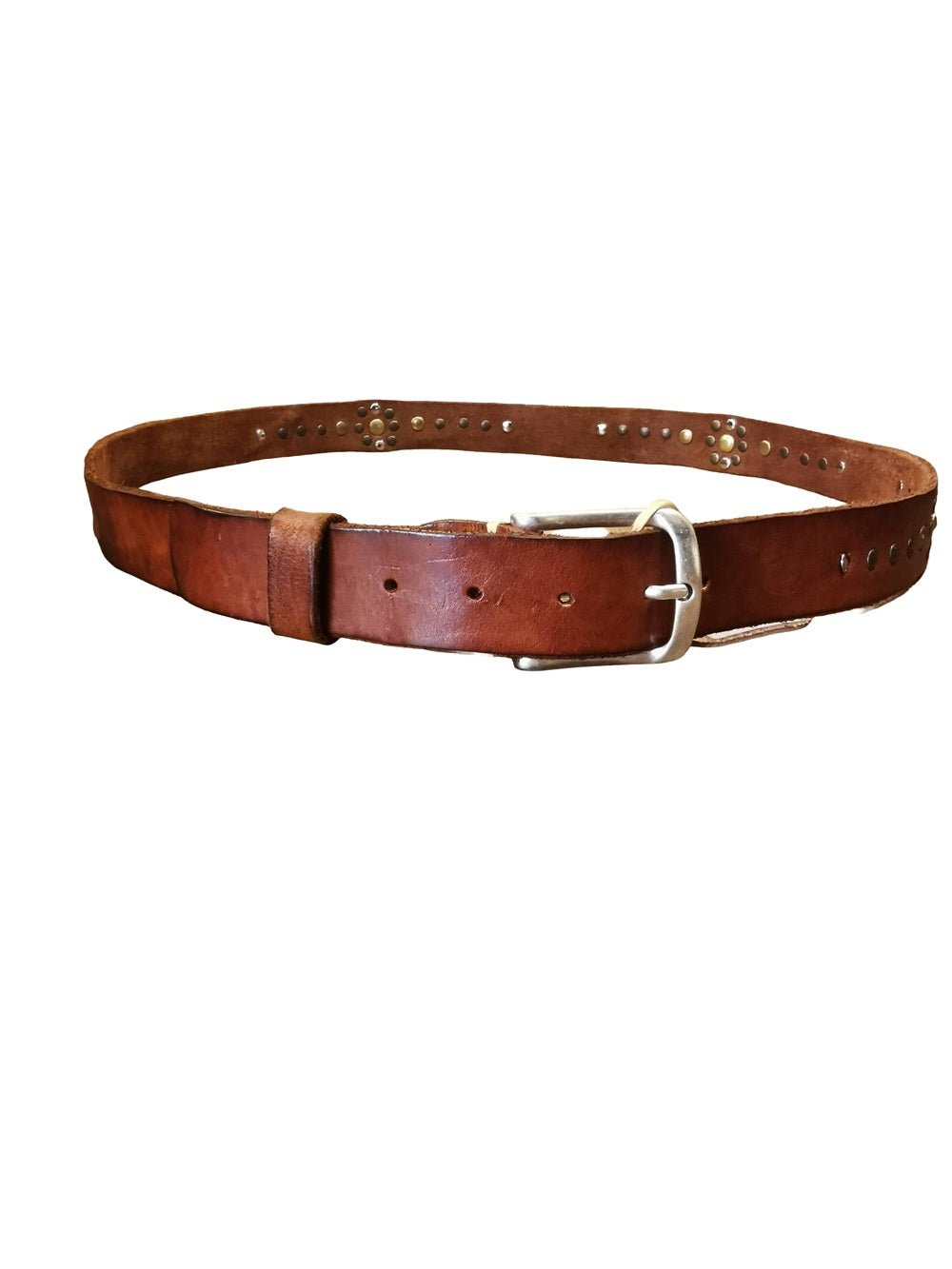 Cintura in cuoio con borchie Pelletteria Allegrini Filippo CT133/35 Cognac - Pelletteria Allegrini