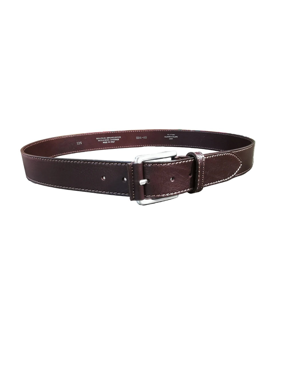 4 cm high leather belt Pelletteria Allegrini Filippo 094/40 Dark brown