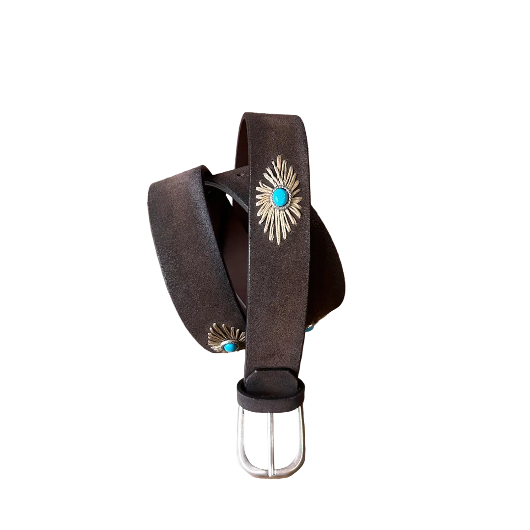 Cintura in pelle con borchie Pelletteria Allegrini Filippo 2767/3966 testa di moro