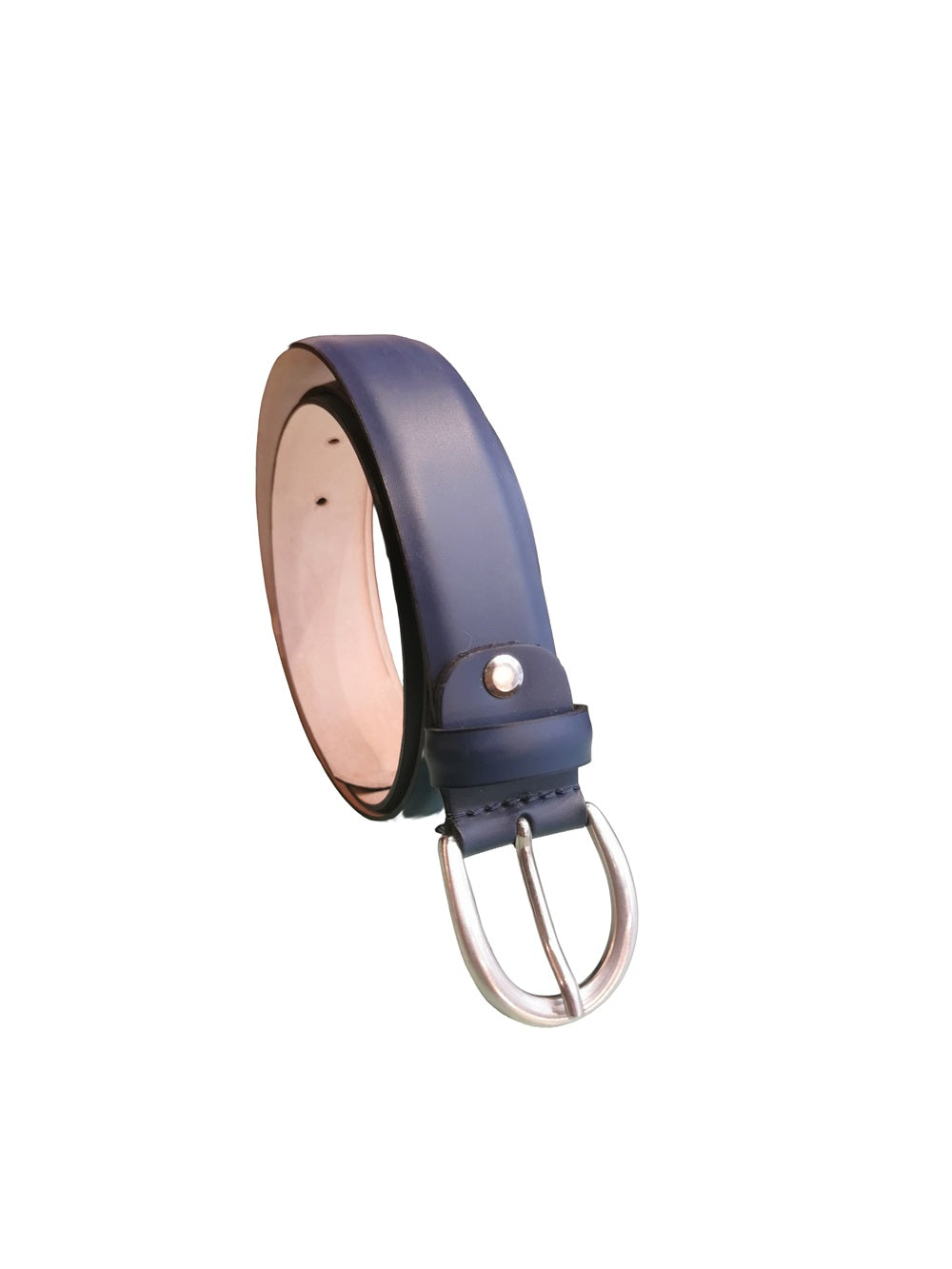 Cintura in pelle con fibbia arrotondata Pelletteria Allegrini Filippo 5102 Blu