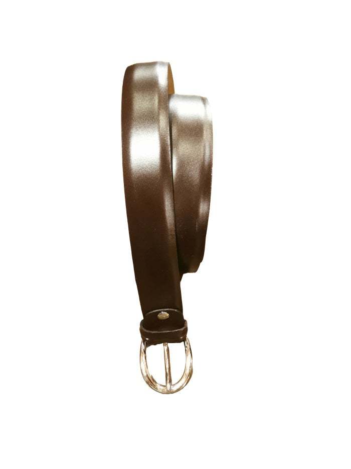 Cintura in pelle con fibbia arrotondata Pelletteria Allegrini Filippo 5102 Testa di moro