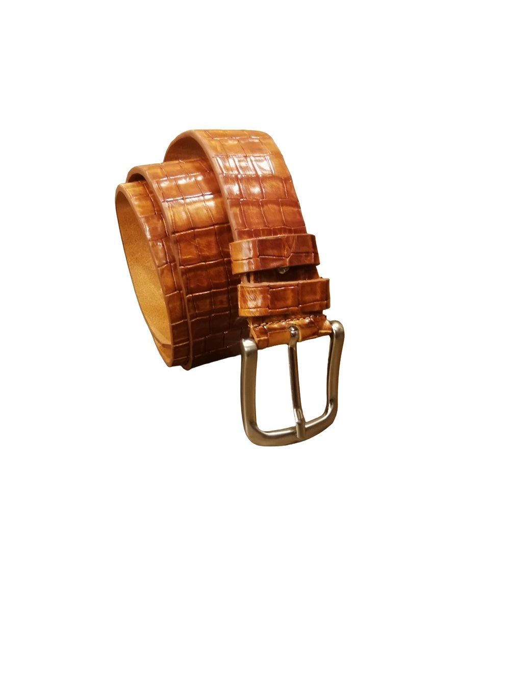 Cintura in pelle con stampa effetto coccodrillo Pelletteria Allegrini Filippo 1220/40 Marrone