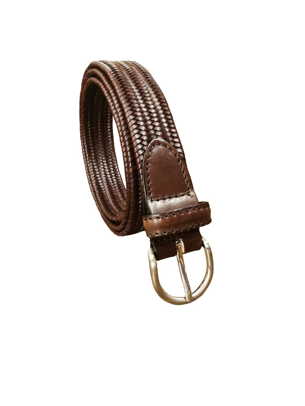 Cintura in pelle intrecciata elasticizzata Pelletteria Allegrini Filippo 6135/30STOCK Marrone