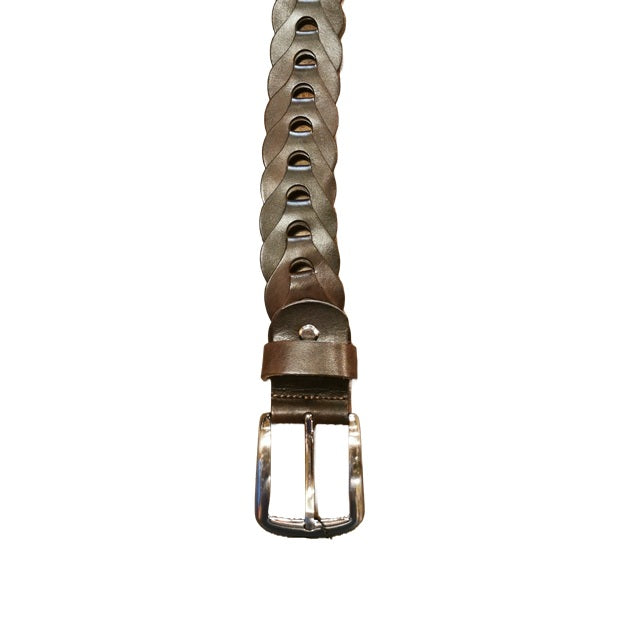 Cintura intrecciata alta 3,5 cm Pelletteria Allegrini Filippo PERA Cacao