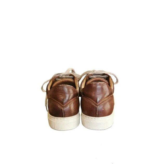 Sneakers bassa da donna in pelle Pelletteria Allegrini D873 Marrone